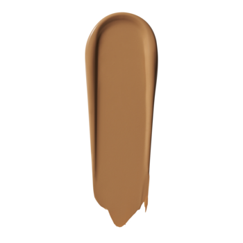 Podkład e.l.f. Soft Glam Tan Warm, pojedyncza pionowa smuga płynu o satynowym wykończeniu.