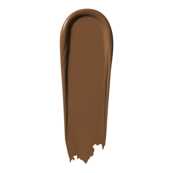 Pojedyncza smuga nawilżającego podkładu e.l.f. Soft Glam Deep Warm o satynowym wykończeniu, na białym tle.