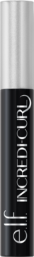 Czarny tusz do rzęs e.l.f. Incredi-Curl z srebrną zakrętką, pionowy widok z przodu opakowania.