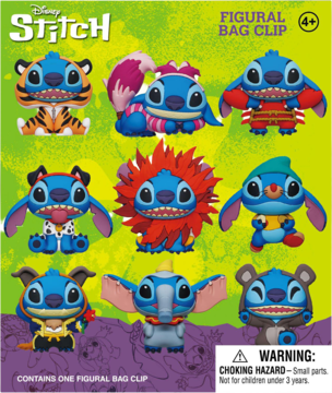 Kolekcja 9 różnych figurek Stitcha jako breloczki Disney Figural Bag Clip. Każdy unikalny styl, kolory.