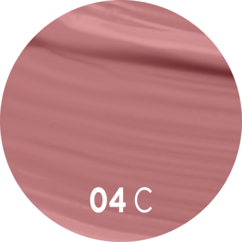 Zbliżenie na swatch nawilżającej płynnej pomadki o miękkim macie, odcień 04 C, brudny róż.