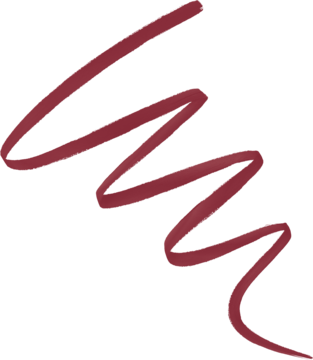 Falista kreska testowa ciemnoczerwonej konturówki Max Factor 2000 Calorie Lip Shader Berry Frame na czarnym tle.