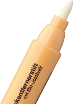 Alterra korektor do paznokci z organicznym jojoba, beżowy, zbliżenie na białą końcówkę sztyftu.