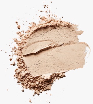 Puder sypki Alterra Loose Powder 02 Medium, jasnobeżowy. Widok na rozsypany stos z widocznymi smużkami, matowy efekt.