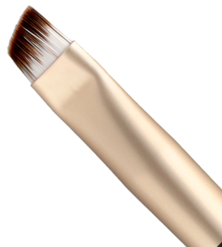 Pędzel do kresek Alterra We Love Leo, skośna główka z syntetycznego włosia, złota rączka. Zbliżenie pod kątem.