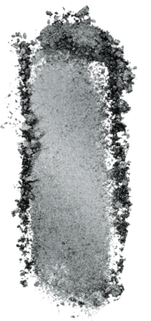 Alterra Cień do powiek Granite Glow: szary, mieniący się swatch o jedwabistej konsystencji z teksturą proszku.