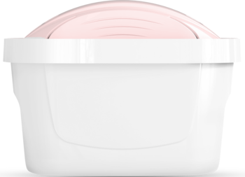 Biały wkład filtrujący DAFI UNIMAX PFAS do wody kranowej, z różową kopułą, widok z boku.