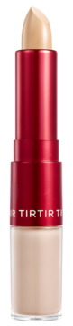 TIRTIR Glide & Hide Blurring Concealer 3.5W, dwustronny, czerwona tuba z beżowym sztyftem, widok z przodu.