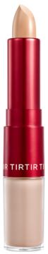 TIRTIR Glide & Hide Blurring Concealer 4.5N, beżowy, dwustronny korektor w czerwonym opakowaniu z przezroczystym spodem.