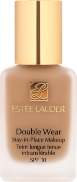 Estée Lauder Double Wear podkład do twarzy w beżowej szklanej butelce z złotą nakrętką, widok z przodu, SPF 10.