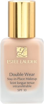 Jasny podkład Estée Lauder Double Wear SPF 10 w szklanej butelce z złotą nakrętką, widok z przodu.