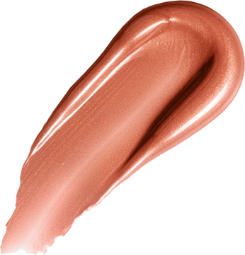 Zbliżenie na miedziano-brzoskwiniowy bronzer Rimmel Multi Tasker Turbocharged Glow, rozświetlająca smuga z perłowym połyskiem.
