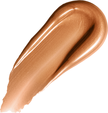 Rimmel Multi Tasker Turbocharged Glow It's Giving Bronze. Zbliżenie na lśniącą, perłową smugę rozświetlającego bronzera.