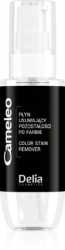 Cameleo Color Stain Remover Delia Cosmetics w czarno-przezroczystej butelce z pompką, widok z przodu.