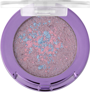 Intensywnie połyskujący topper do powiek w otwartym, lawendowym kompakcie. Jasnoróżowy puder z różowo-niebieskimi drobinkami.