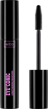 Wibo Eye'conic wydłużający tusz do rzęs w czarnej tubce z różowym napisem i wyciągniętą szczoteczką.