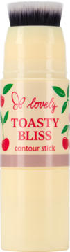 Jasnobeżowy kremowy contour stick Lovely Toasty Bliss z zintegrowanym pędzlem, wiśnie, widok z przodu.