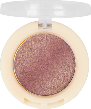 Cień do powiek o intensywnej pigmentacji, metaliczne wykończenie, w otwartym okrągłym opakowaniu, kolor brązowo-różowy.