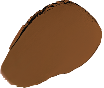 Zbliżenie na aksamitny bronzer i cień do powiek. Swatch kremowo-pudrowego musu w ciemnym brązie, matowe wykończenie.