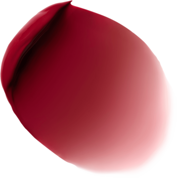 Matowa pomadka w płynie Bourjois Cloud Crème Chérie Cherry. Zbliżenie na kremową kroplę wiśniowego koloru.