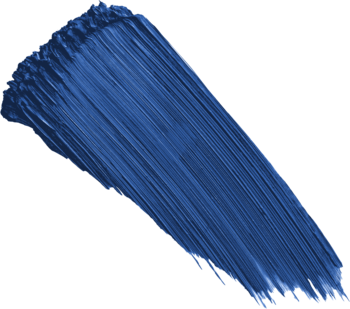 Pojedyncze, grube pociągnięcie pędzlem ciemnoniebieskiej farby, symbolizujące kolor tuszu Miss Sporty Mermaid Lash Mascara.