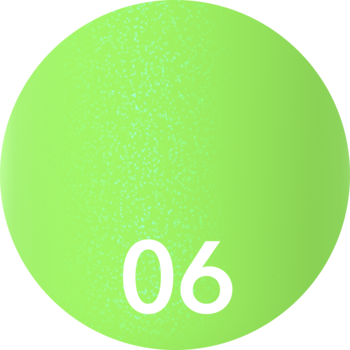 LUMI BLOOM lakier do paznokci nr 06. Limonkowy, neonowy odcień w okrągłej plamie z błyszczącym wykończeniem.