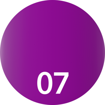 LUMI BLOOM lakier do paznokci, fioletowy odcień numer 07, widok okrągłej próbki koloru.