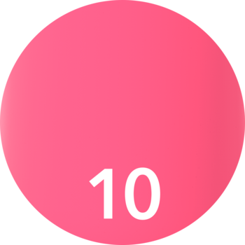 LUMI BLOOM lakier nr 10, jaskrawy róż o błyszczącym wykończeniu, widok na okrągły wzornik koloru.