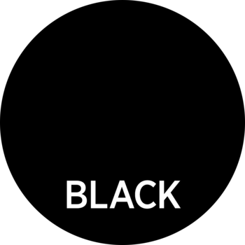 Czarny obraz z białym napisem BLACK, symbolizujący tusz INFINITY LOOK Mascara w czarnej wersji.