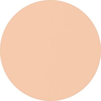 Puder wykończeniowy. Jasny, beżowo-brzoskwiniowy okrąg, symbolizujący uniwersalny odcień dopasowujący się do skóry.