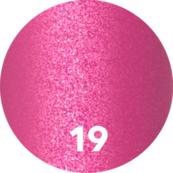 Zbliżenie na brokatowy, różowy swatch błyszczyka Diamond Glow numer 19, z widocznym shimmerem.