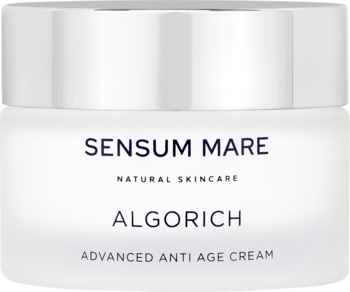 SENSUM MARE ALGORICH, zaawansowany krem przeciwzmarszczkowy do twarzy w białym słoiczku, widok z przodu.
