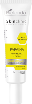Bielenda Skinclinic Professional Peeling Gommage enzymatyczny, z papainą, biała tubka z żółtym wzorem, widok z przodu.