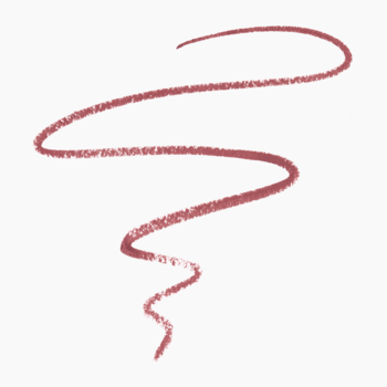 Różowa kreska kredki do ust w kolorze pudrowego różu, na białym tle, ukazująca miękką teksturę.