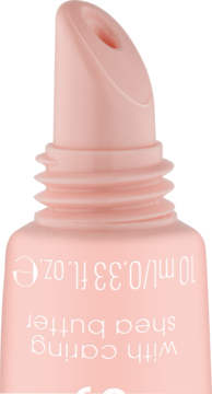 Różowy aplikator balsamu do ust essence the super peptide glossy lip treatment z masłem shea, widok z góry.