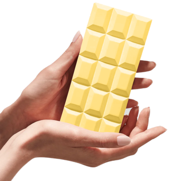 Woda perfumowana Sweet Tooth Lemon Pie, Sabrina Carpenter, żółta, segmentowana butelka w dłoniach.