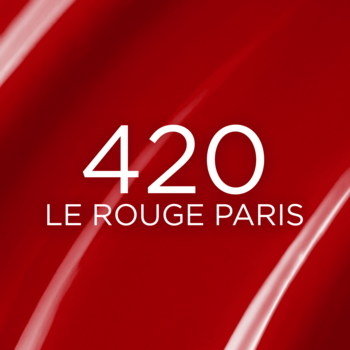 Czerwony kolor 420 LE ROUGE PARIS olejku-serum L'Oréal Paris Hyaluron Tint, z lśniącą teksturą.