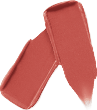 Smugi szminki Maybelline Maybe It's w ciepłym odcieniu terakoty, o satynowym wykończeniu, na białym tle.