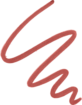 Kremowy, falisty swatch konturówki Lifter Liner Maybelline. Intensywny brązowo-czerwony odcień na białym tle, wegański.