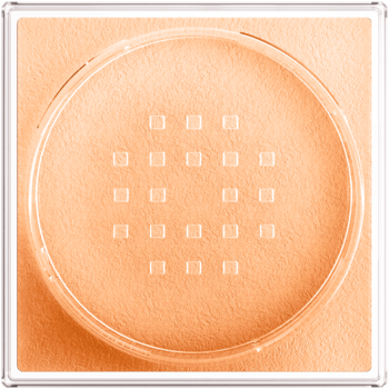 Matujący puder sypki Maybelline Fit Me, beżowy, w otwartym opakowaniu z okrągłym, przezroczystym sitkiem, widok z góry.