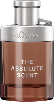 S.Oliver The Absolute Scent, męskie perfumy w prostokątnej, ciemnobrązowej butelce ze srebrnym korkiem.