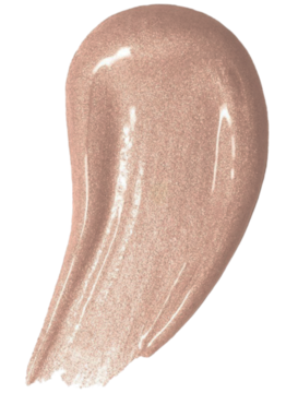 Pastel Plump Up 201 Royal, beżowo-brzoskwiniowa, lśniąca smuga błyszczyka z efektem plump, na ciemnym tle.