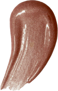 Zbliżenie na błyszczący swatch błyszczyka Pastel Plump Up 214 Cacao, brązowy, nawilżający, z efektem pełniejszych ust.