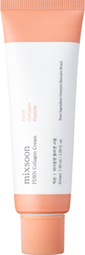 mixsoon PORN Collagen Cream w białej tubce z brzoskwiniową górą i zakrętką, widok z przodu, 50 ml.