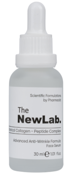 The NewLab. Advanced Anti-Wrinkle Face Serum, clear dropper bottle with white cap, frontal view, 30 ml.