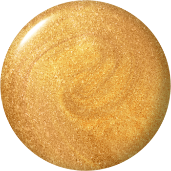 Okrągły kleks lakieru OPI Nougat by Nature, błyszczący złoty z efektem metalicznego połysku, ujęcie z góry.