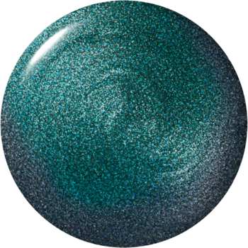OPI lakier Yuletide Sweetings. Błyszcząca, okrągła kropla głębokiej zieleni z niebieskim połyskiem, metaliczny efekt.