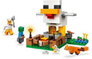LEGO Minecraft Farma kurczaków 21585, zabawka gamingowa: kurnik w kształcie kurczaka, figurki zwierząt.