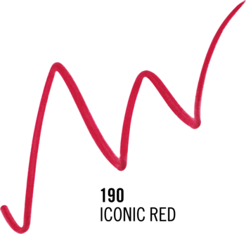 Czerwona, pofalowana linia na czarnym tle, symbolizująca intensywny kolor Rimmel Thrill Seeker Lip Ink Pen.