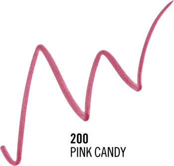 Wzorzec koloru Rimmel Thrill Seeker Lip Ink Pen. Gruba, falista linia w odcieniu różu na czarnym tle.